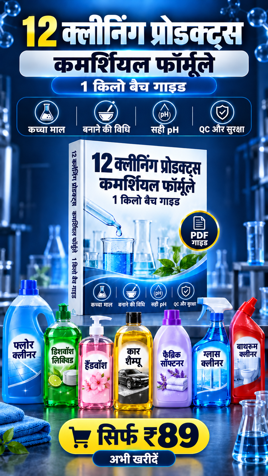 12 cleaning products commercial formulas PDF guide poster